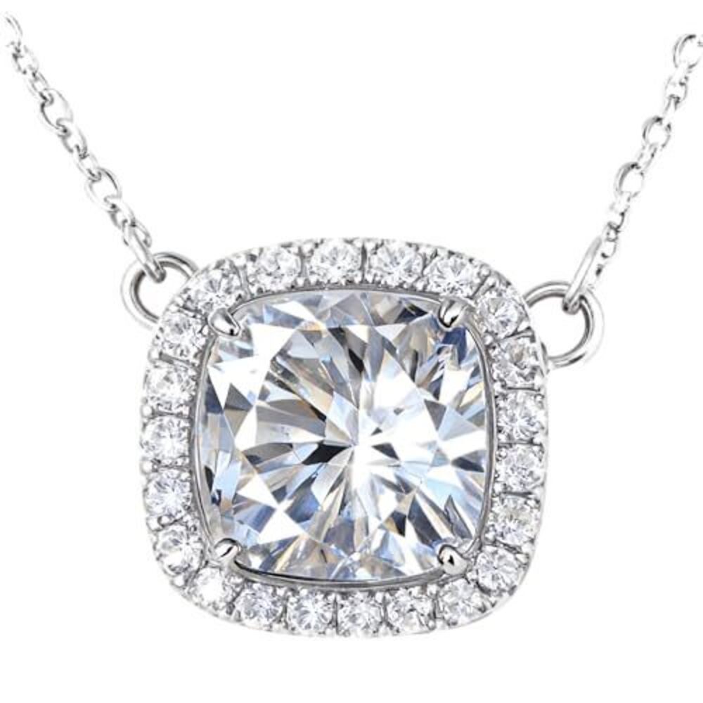 Ajoriax Moissanite Pendant Necklace 1CT 925 Sterling Silver D Color Ideal Cut D